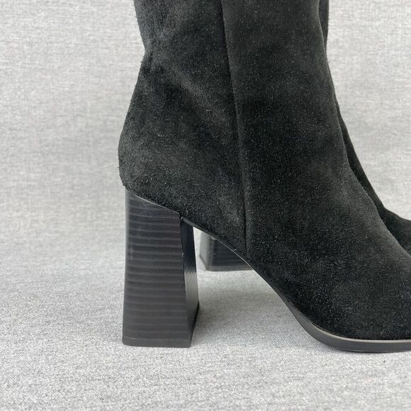 Sam Edelman Ivette Boots Women 9.5 Black Suede Square‎ Toe 90s Mid Calf 90s Y2K - Picture 8 of 16